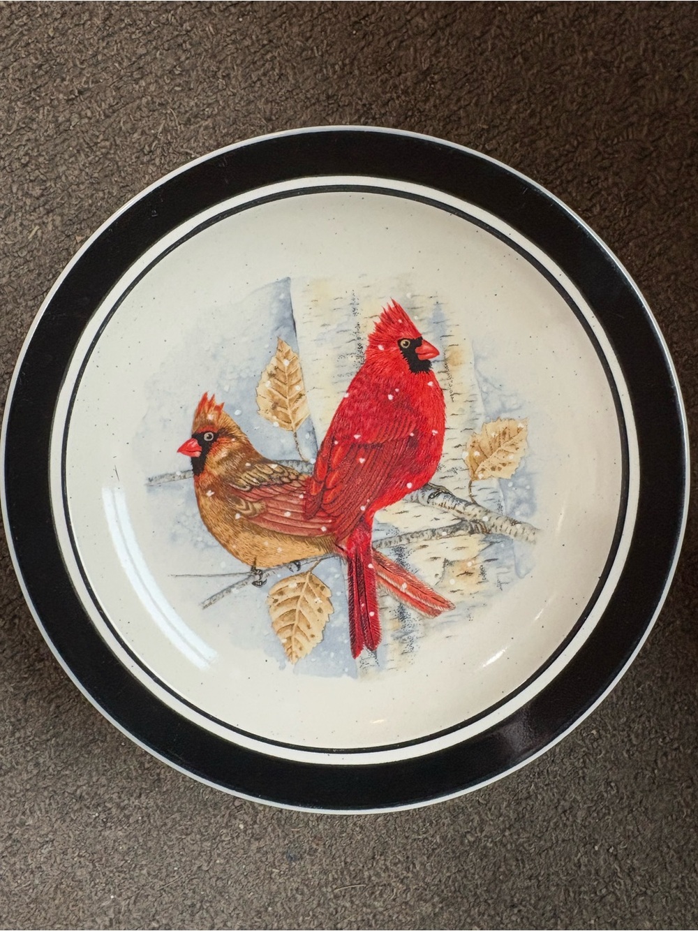 Red and Brown Cardinal Decorative Ceramic Plate - Home Accents